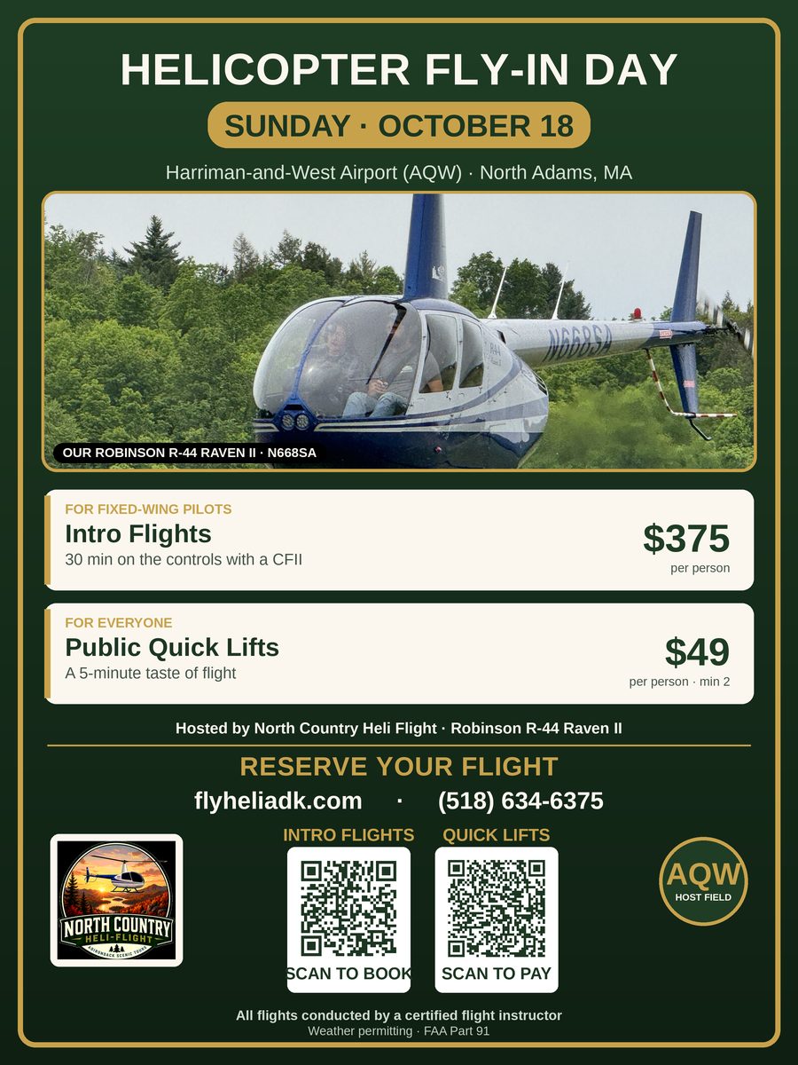 Harriman-and-West Fly-In Day poster β Sunday October 18, North Adams MA